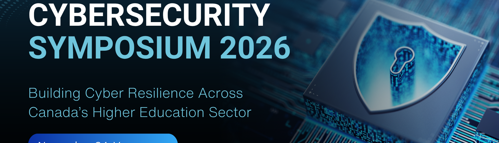 Cybersecurity-themed banner for the BCNET Cybersecurity Symposium 2026
